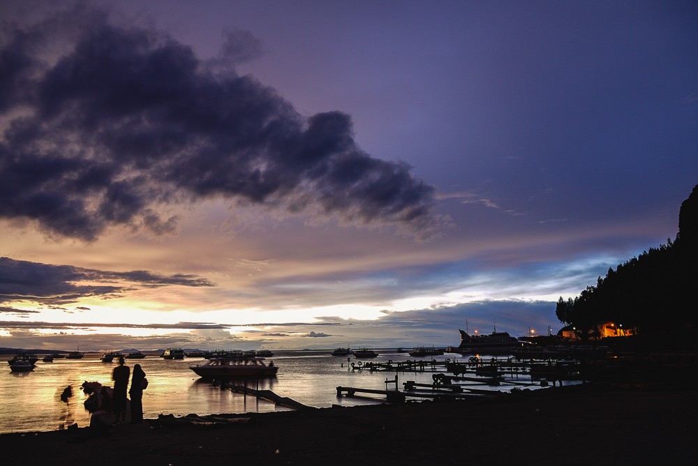 Copacabana Sunset From Lake Titicaca Harbor