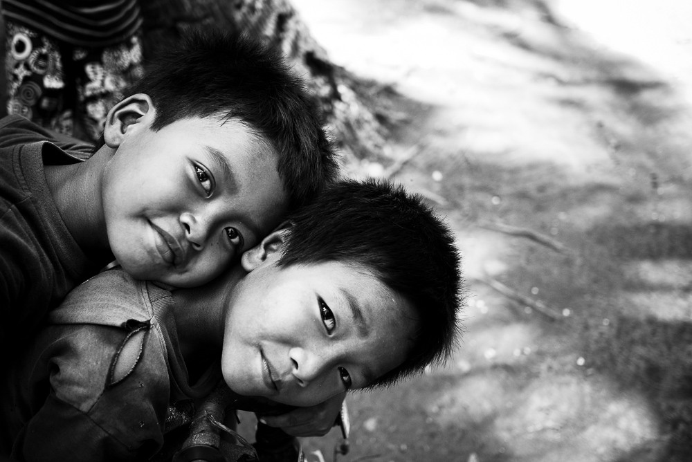 Two Children In Nusa Lembongan Fishing Village