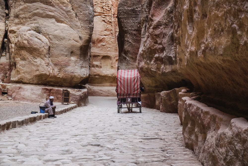 Carriage waiting in Al Siq of Petra