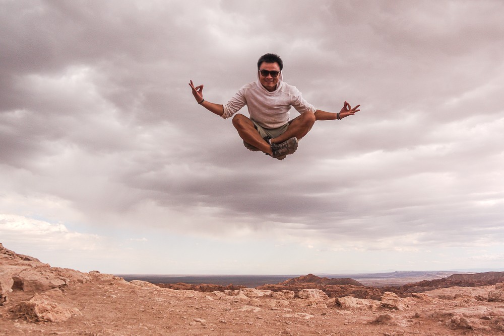 Epic Buddha Jumping Shot in Atacama Desert