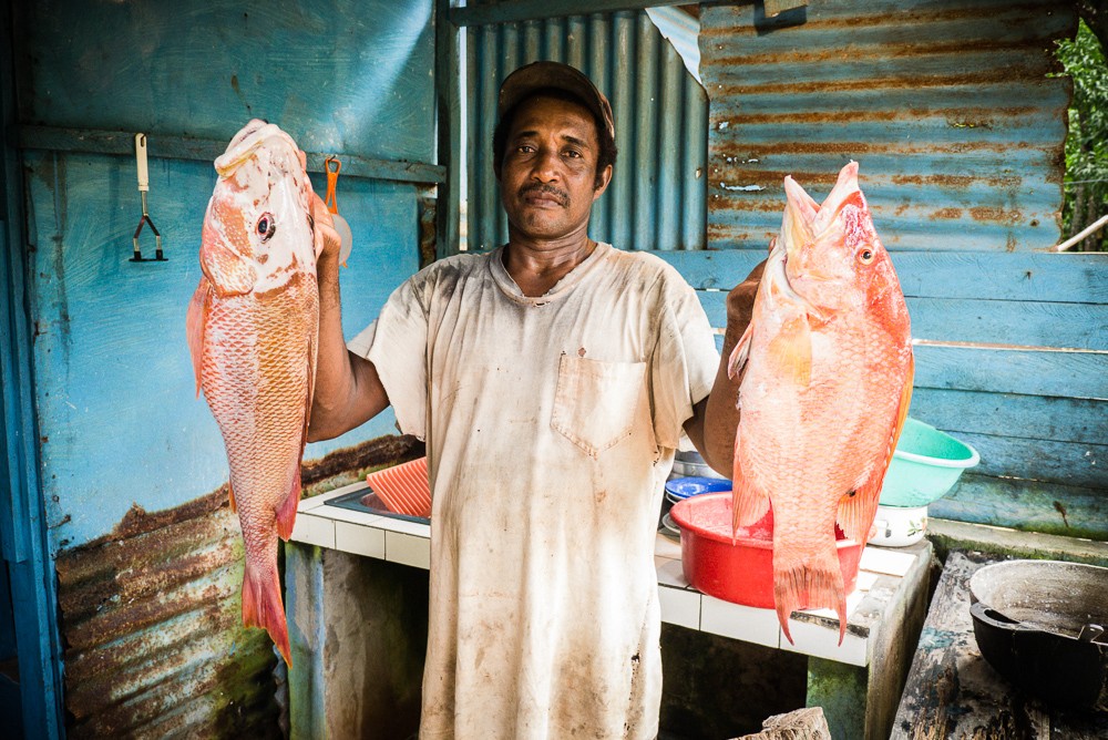 Local Fisherman Showing Catch Of Day On Little Corn Island