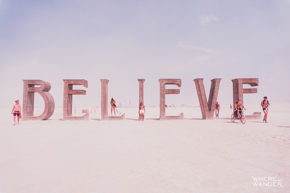 Burning Man Believe Sculpture
