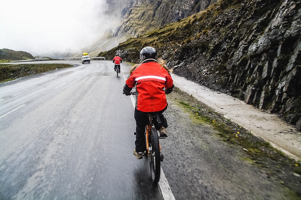 Biker On Death Road In Bolivia