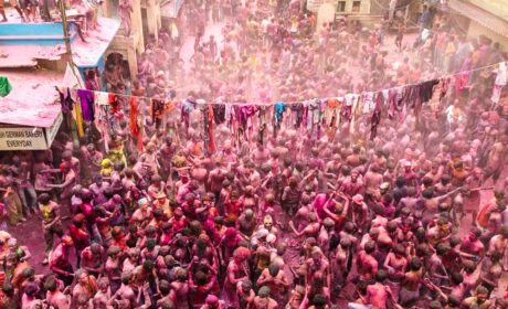 Pushkar Town Square during Holi Festival In India