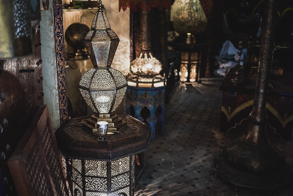 Carved Metal Lamps In Fes Old Souk