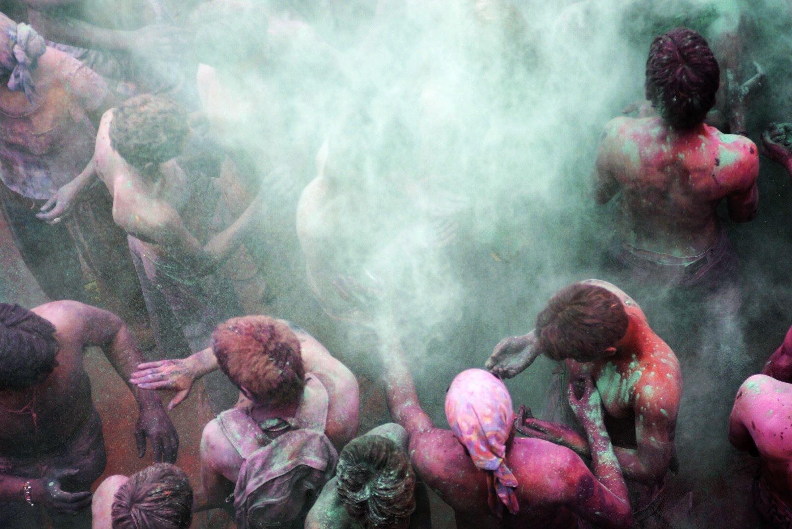 Locals Celebrating Holi Festival in Pushkar, India 2022