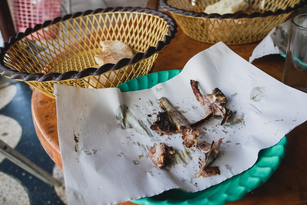 Empty Plate Of Grilled Mutton Bones in Morocco