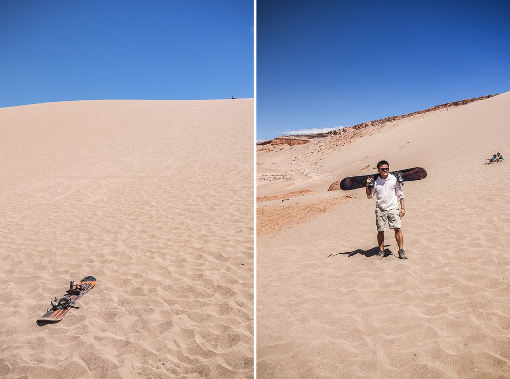 Sandboarding in Valle De La Muerte Sand Dunes