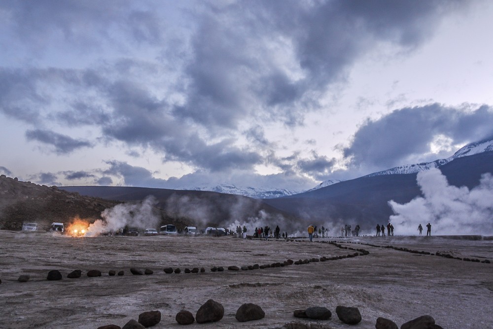 Morning Steam Plumes From Geysers at El Tatio In Chile