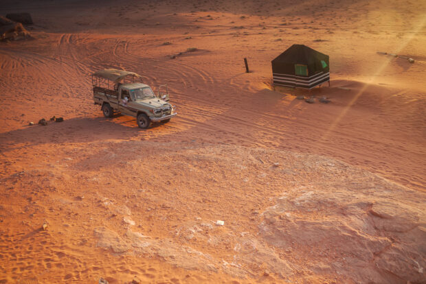 Jeep At Bedouin Camp in Wadi Rum, Jordan
