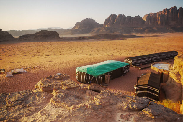 Bedouin Camp At Sunset in Wadi Rum, Jordan