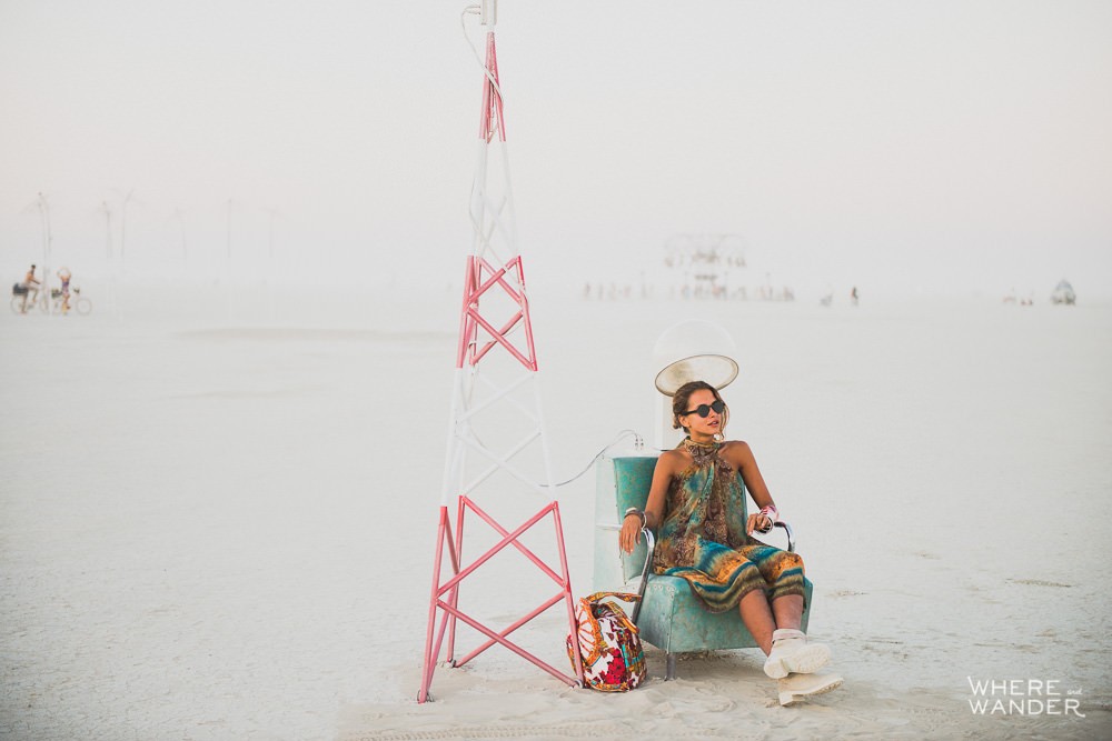 Girl In Art Installation at Burning Man
