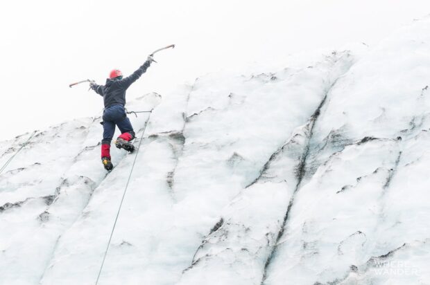 Ice climber at the top of Fox Glacier