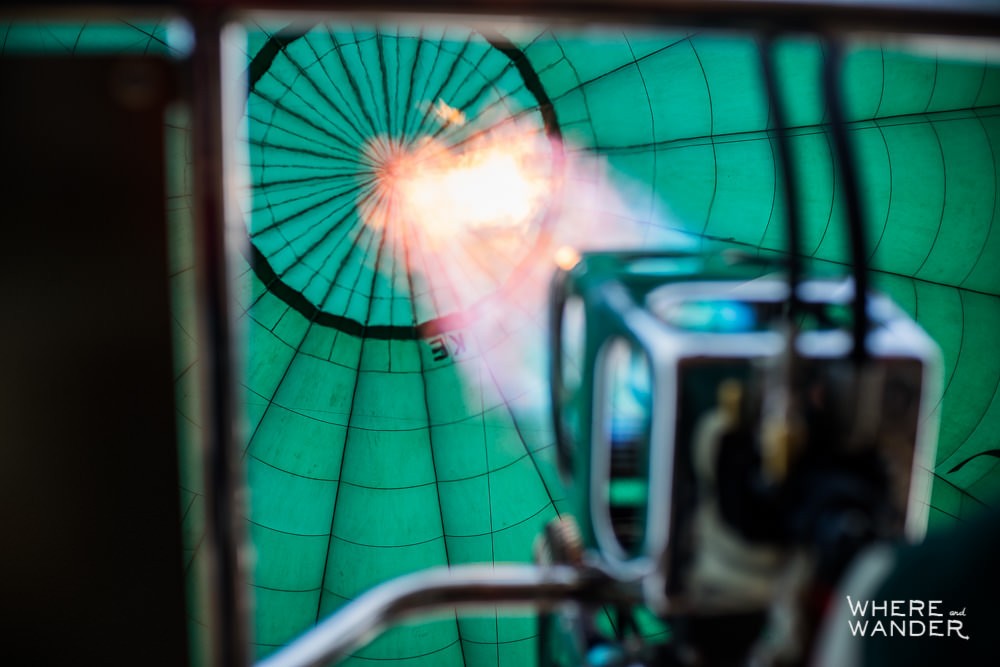Close Up Of Flame Burner Inflating Hot Air Balloon