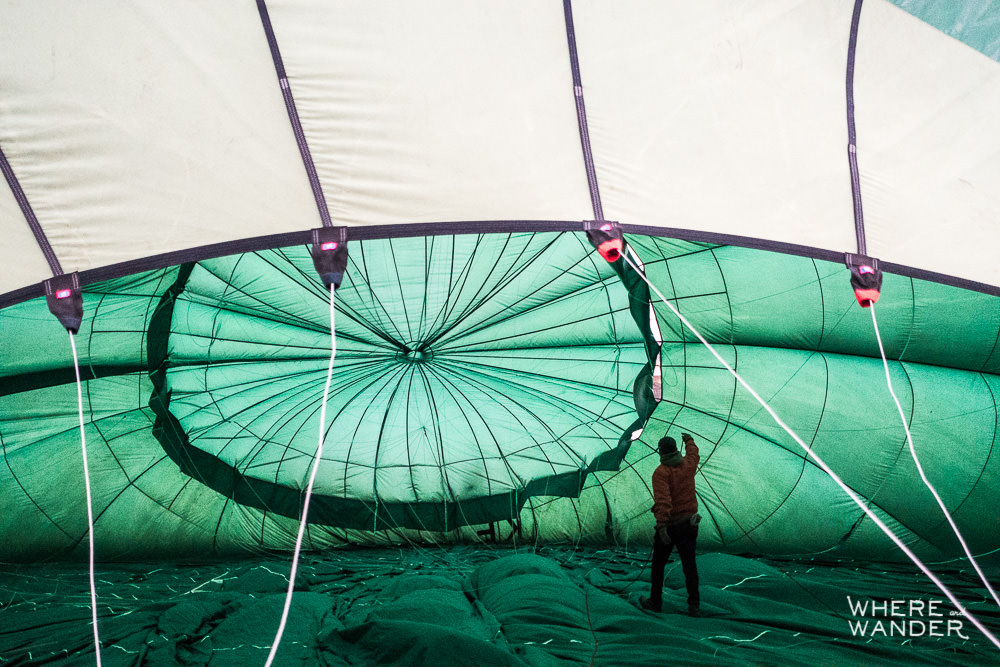 Inflating Hot Air Balloon in Myanmar