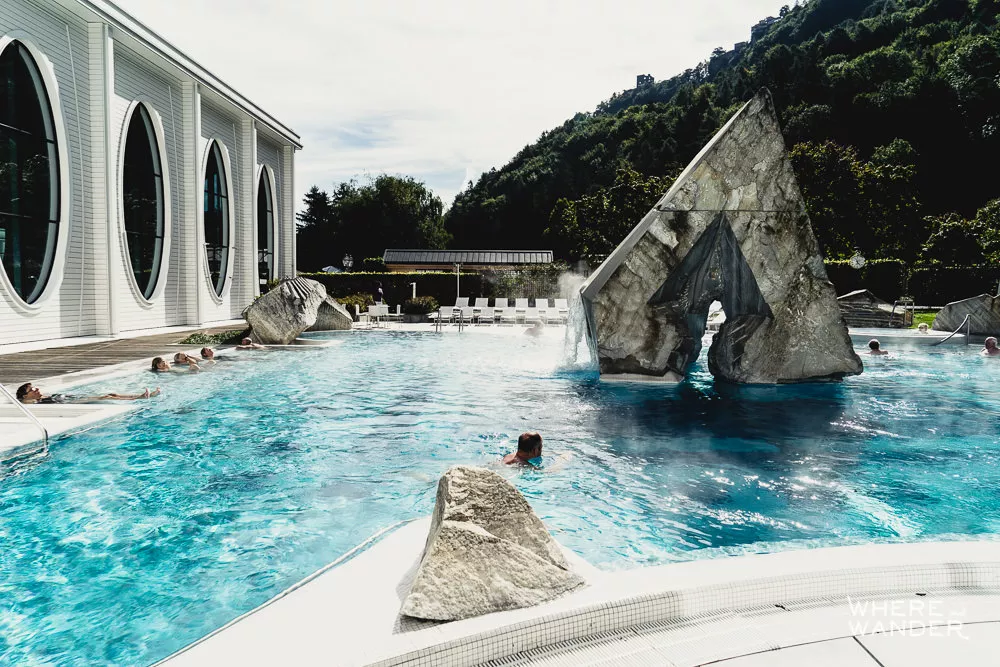 Outside Pool and Lawn At The Tamina Therme