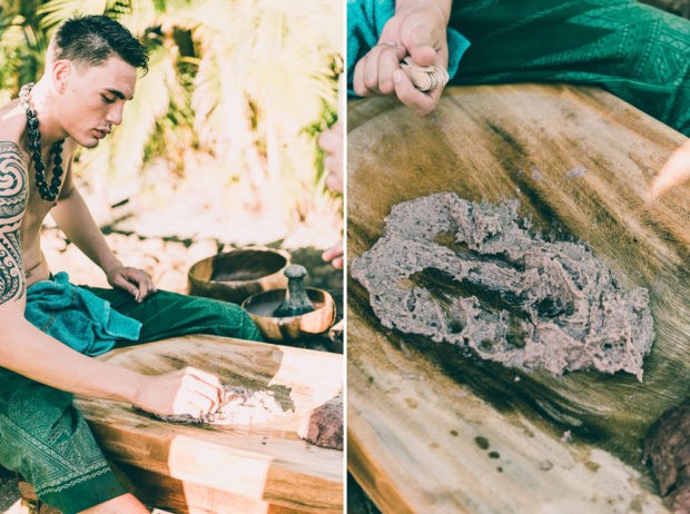 Hawaiian Man Making Poi From Scratch