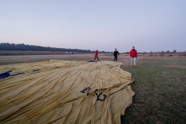 Deflated Hot Air Balloon at Dawn in Sallert