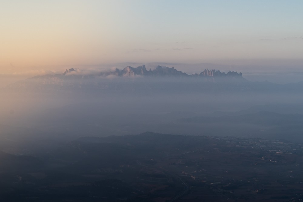 Sunrise view of Montserrat from Hot Air Balloon