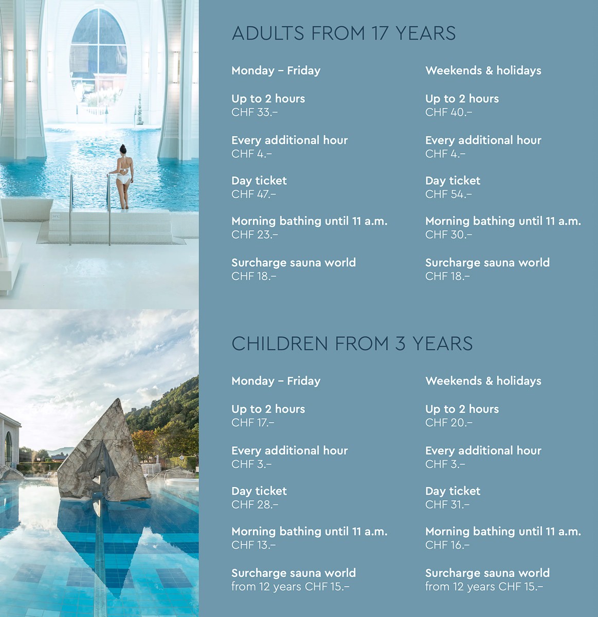 Tamina Therme Pricing Schedule