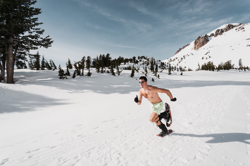 running in shoe at lassen national park