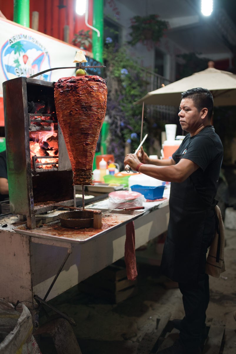 Tacos al pastor vendor in Sayulita Mexico