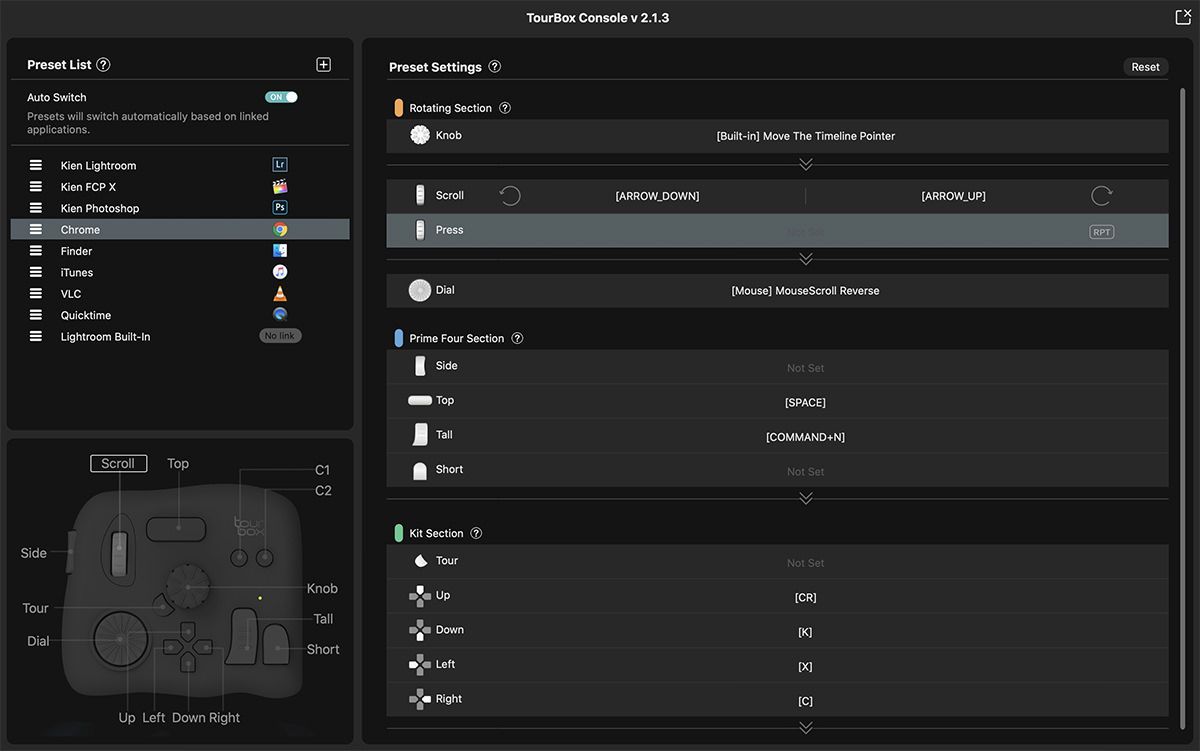 TourBox Console Chrome and Safari Configuration