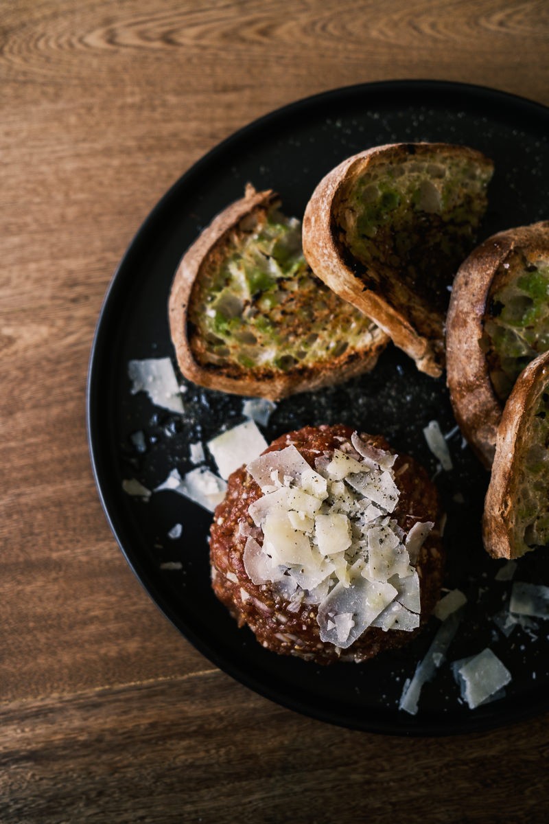 Fujifilm X-T4 Food Photography Classic Dijon and Parmesan Steak Tartare with Chipotle Toast