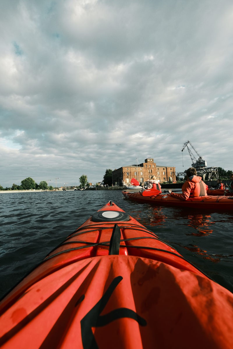 Kayak view in Gdansk harbor