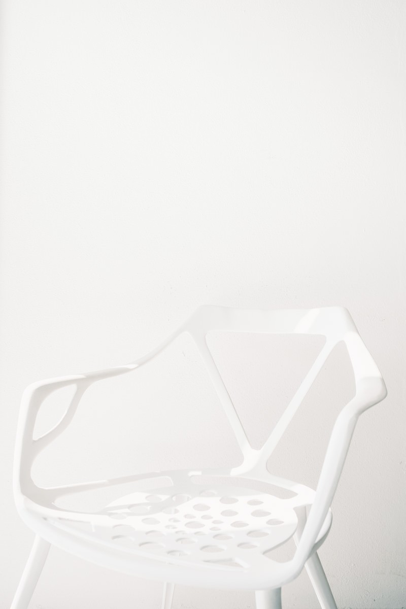 Minimalist 3D printed white chair