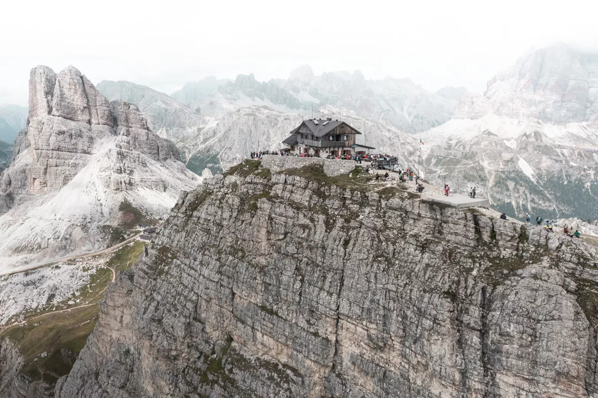 Drone view of Rifugio Nuvolau