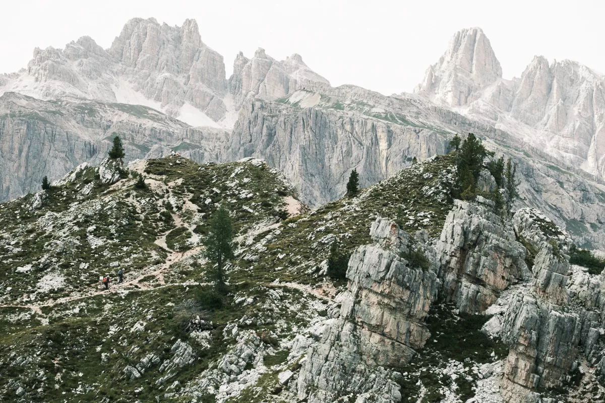 Valley over Cinque Torri in the Dolomites