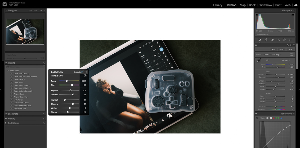 TourBox Full Screen Dynamic Panels in Adobe Lightroom