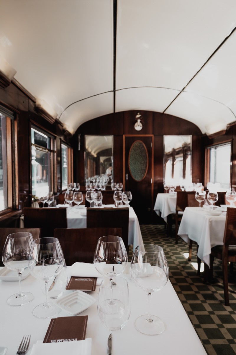 dining carriage on the luxury presidential train