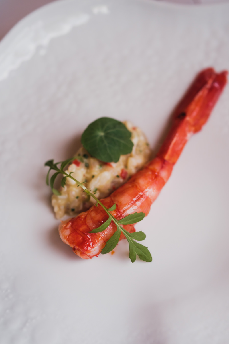 Michelin Star recipe scarlet prawn from algarve with white bean on the presidential train