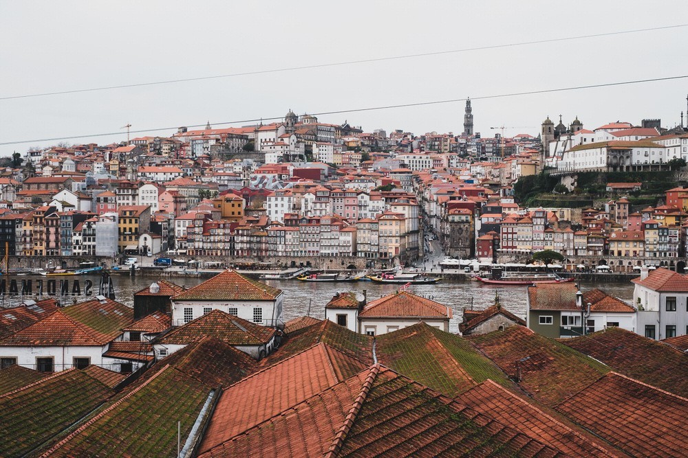panoramic view of Porto and the Duoro River from wow porto