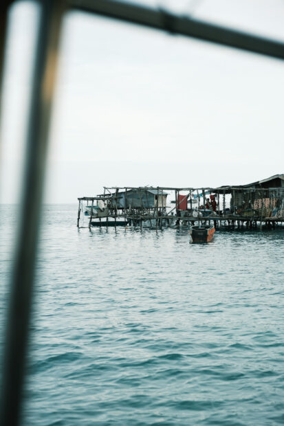 View of water shack on Mabul Island