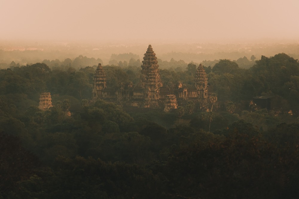 View of Angkor Wat at sunset from Bahkheng