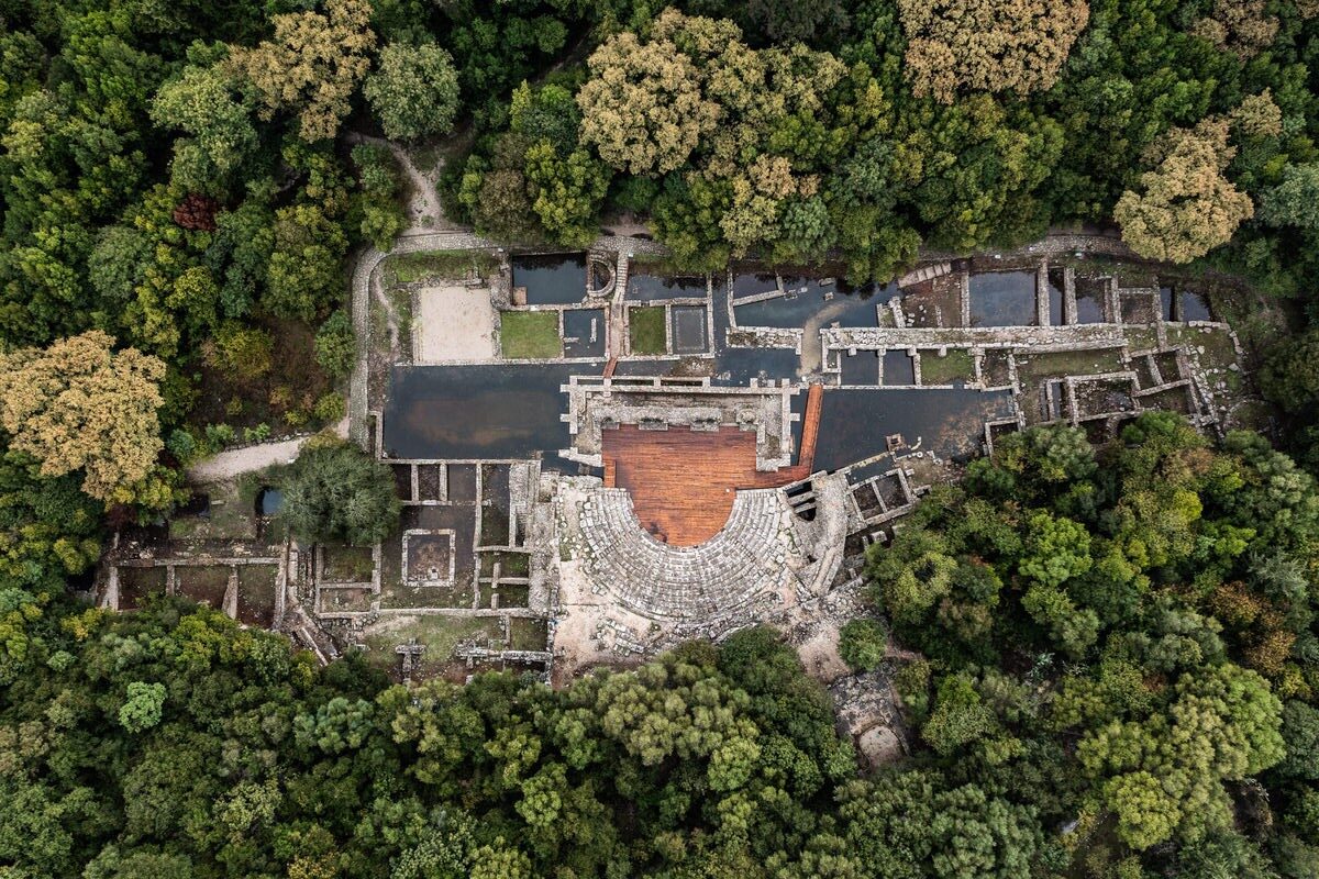 Aerial view of the Amphitheater at Butrint