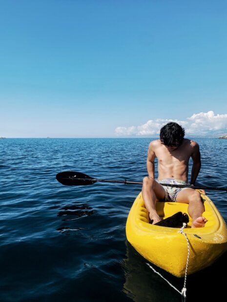 Man on a kayak rental at Ksamil