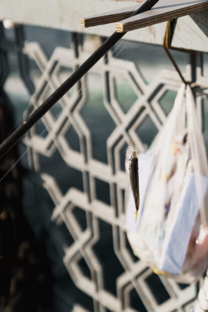 fisherman lure at Galata bridge in Istanbul