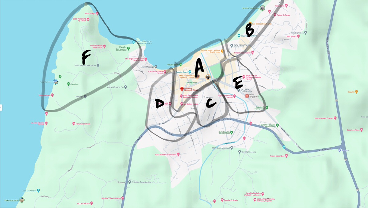Sayulita Map Area Breakdown