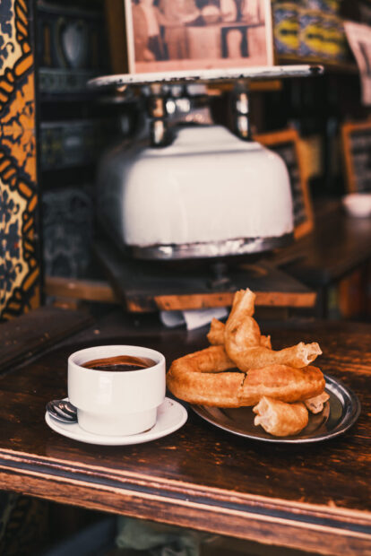 Churros and hot chocolate from Bar El Comercio in Sevilla