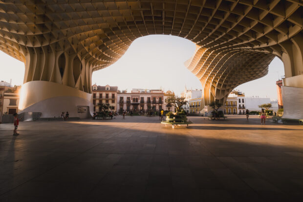 Under Las Setas at sunset