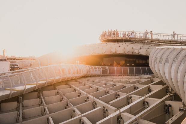 Visiting the walkway of Las Setas in Sevilla at sunset