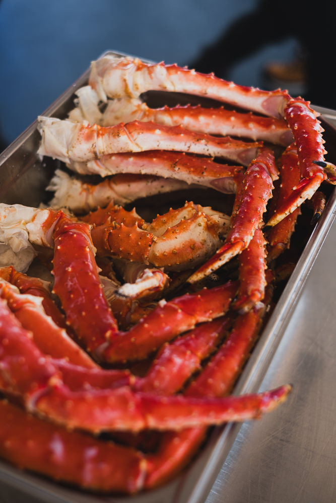Eating king crab in Kirkenes, Norway