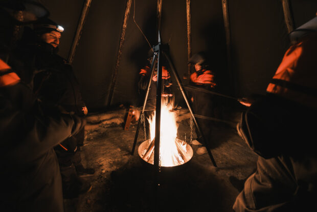 Winter teepee hut refuge in Saariselka