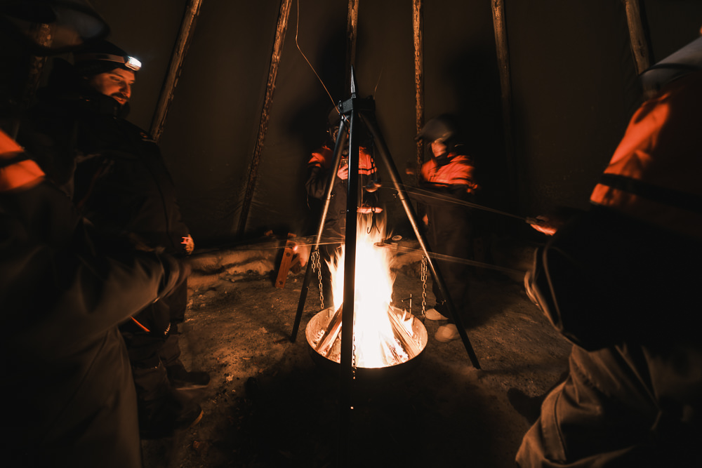 Winter teepee hut refuge in Saariselka