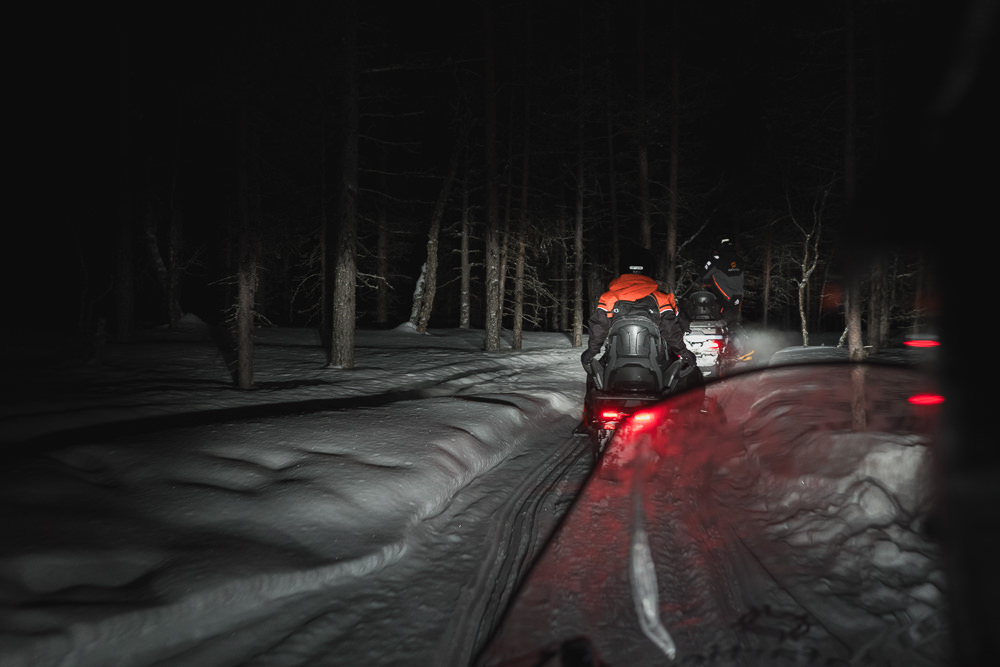 Northern lights snowmobile tour at night in Lapland Saariselka