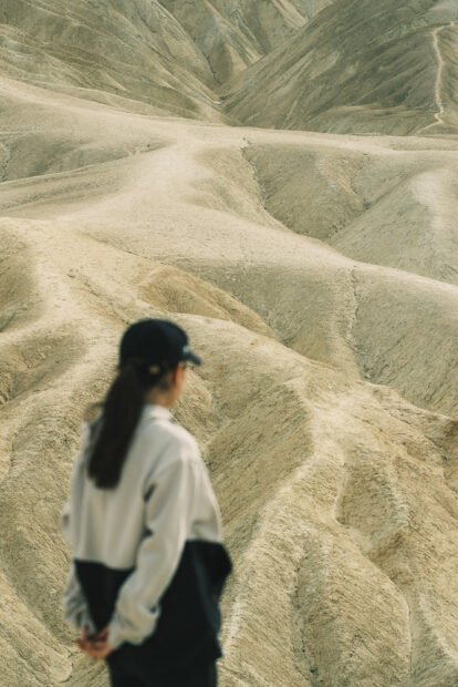 Zabriskie Point with girl in the foreground